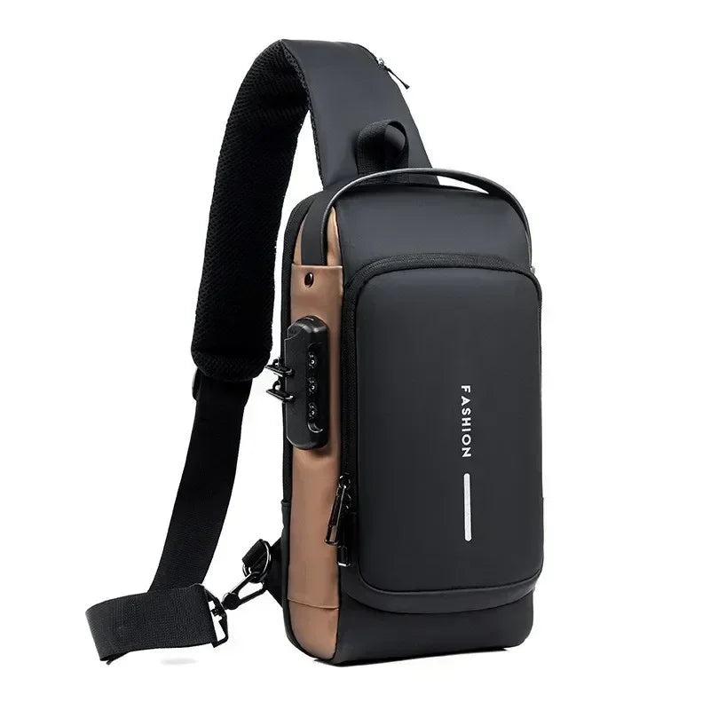 USB Charging Crossbody Package Men Anti Theft Chest Bag Shoulder Bags School Short Trip Messengers Bags Men's Oxford Sling Pack