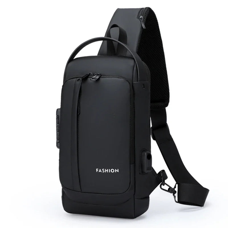 USB Charging Crossbody Package Men Anti Theft Chest Bag Shoulder Bags School Short Trip Messengers Bags Men's Oxford Sling Pack