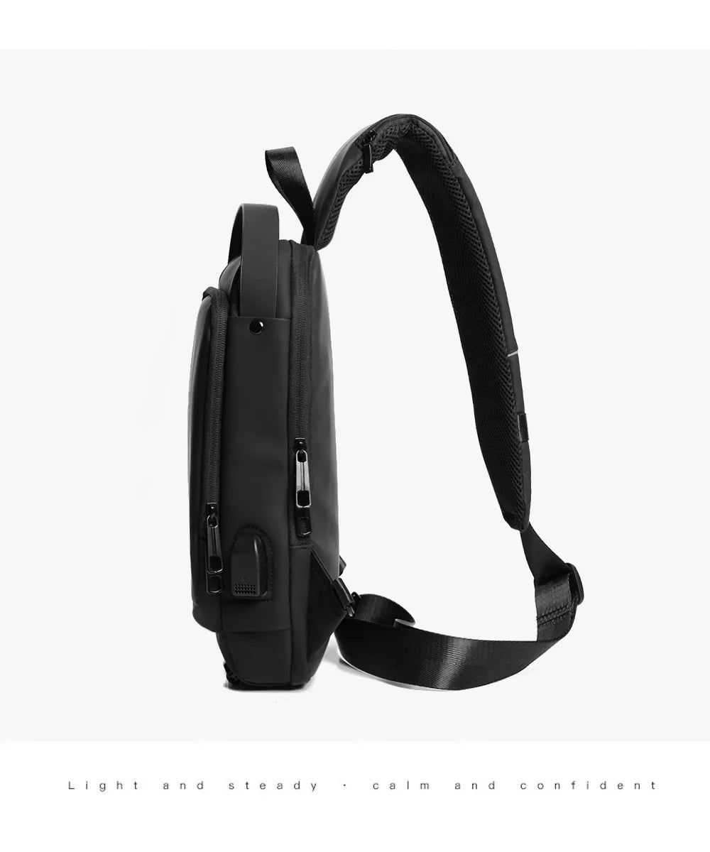 USB Charging Crossbody Package Men Anti Theft Chest Bag Shoulder Bags School Short Trip Messengers Bags Men's Oxford Sling Pack