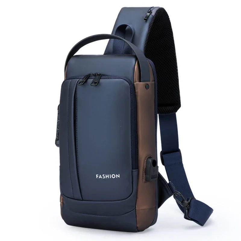 USB Charging Crossbody Package Men Anti Theft Chest Bag Shoulder Bags School Short Trip Messengers Bags Men's Oxford Sling Pack