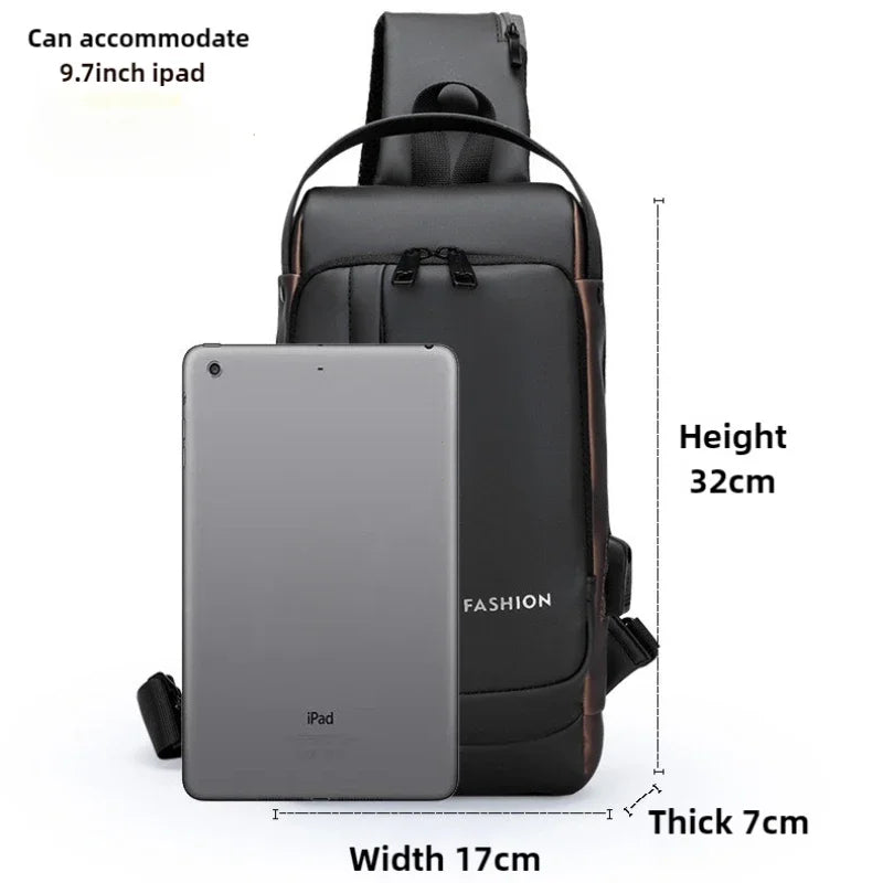 USB Charging Crossbody Package Men Anti Theft Chest Bag Shoulder Bags School Short Trip Messengers Bags Men's Oxford Sling Pack