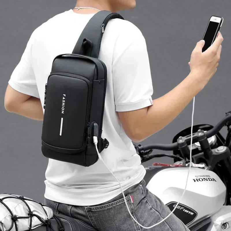USB Charging Crossbody Package Men Anti Theft Chest Bag Shoulder Bags School Short Trip Messengers Bags Men's Oxford Sling Pack
