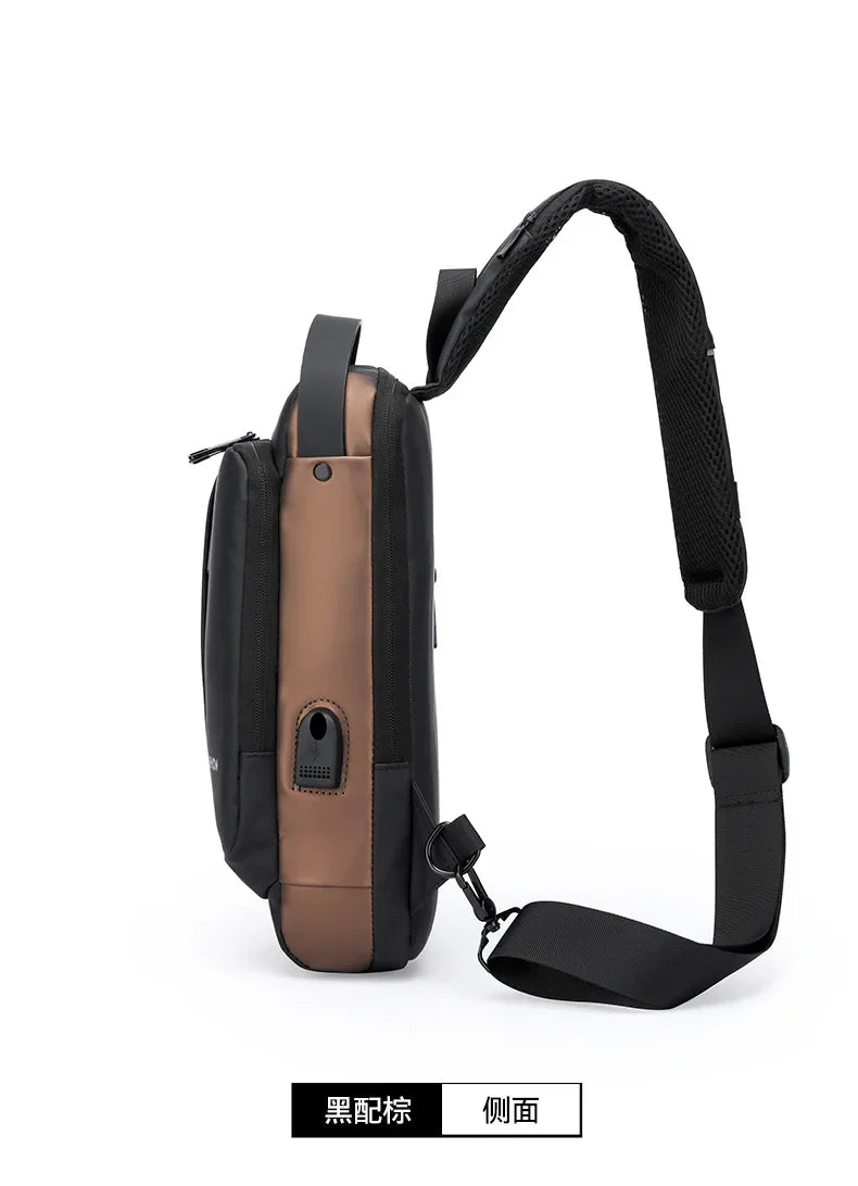 USB Charging Crossbody Package Men Anti Theft Chest Bag Shoulder Bags School Short Trip Messengers Bags Men's Oxford Sling Pack