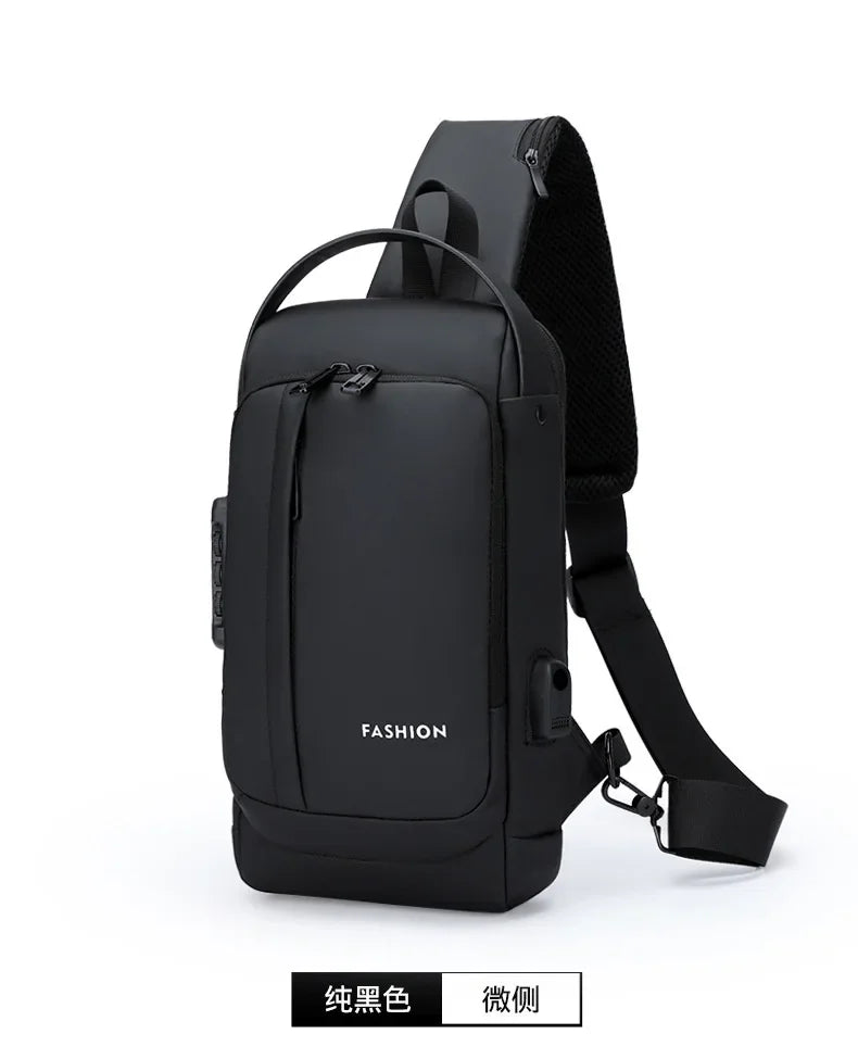 USB Charging Crossbody Package Men Anti Theft Chest Bag Shoulder Bags School Short Trip Messengers Bags Men's Oxford Sling Pack