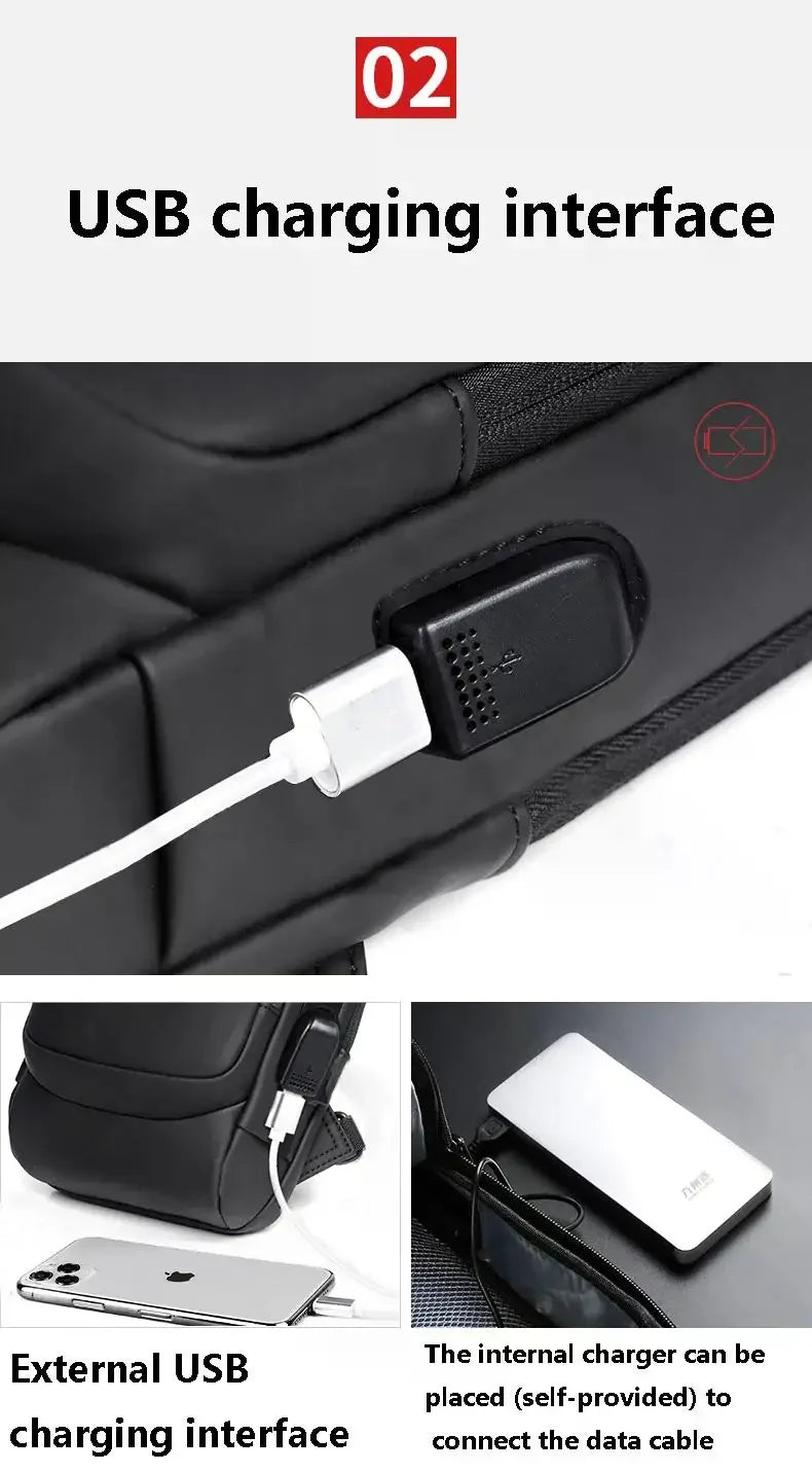 USB Charging Crossbody Package Men Anti Theft Chest Bag Shoulder Bags School Short Trip Messengers Bags Men's Oxford Sling Pack