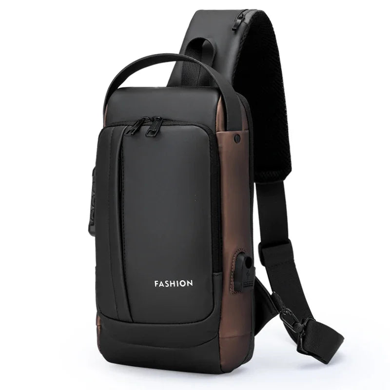 USB Charging Crossbody Package Men Anti Theft Chest Bag Shoulder Bags School Short Trip Messengers Bags Men's Oxford Sling Pack