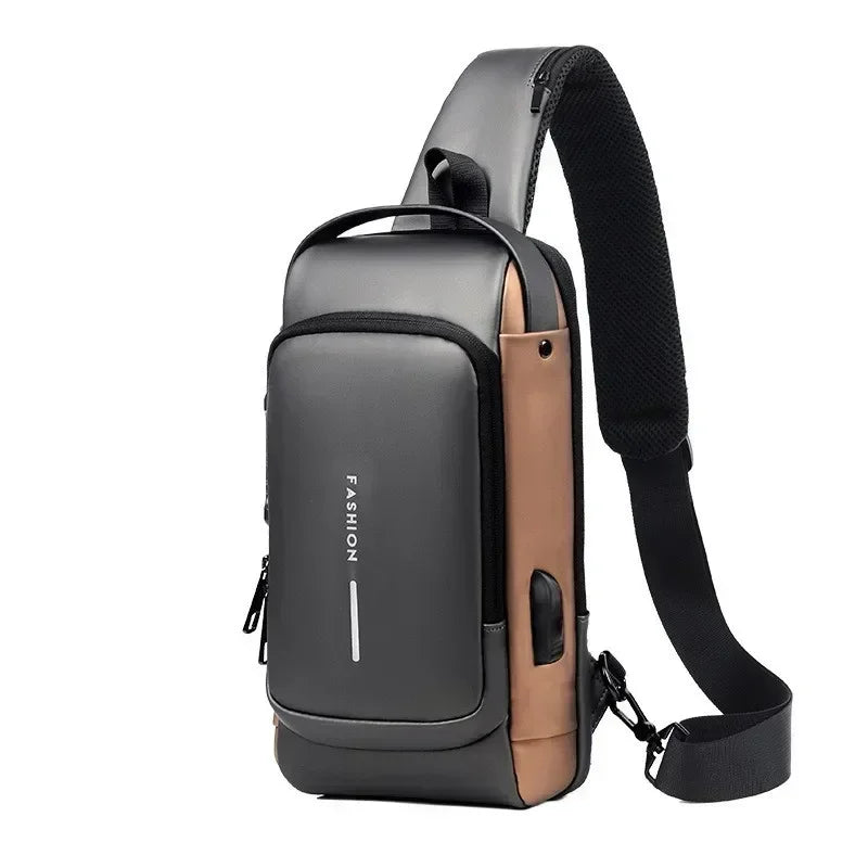 USB Charging Crossbody Package Men Anti Theft Chest Bag Shoulder Bags School Short Trip Messengers Bags Men's Oxford Sling Pack