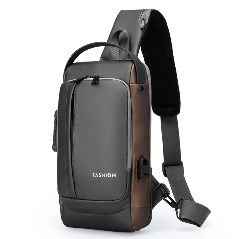USB Charging Crossbody Package Men Anti Theft Chest Bag Shoulder Bags School Short Trip Messengers Bags Men's Oxford Sling Pack