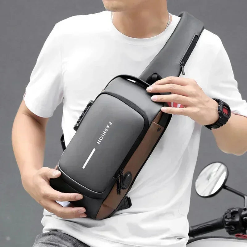 USB Charging Crossbody Package Men Anti Theft Chest Bag Shoulder Bags School Short Trip Messengers Bags Men's Oxford Sling Pack