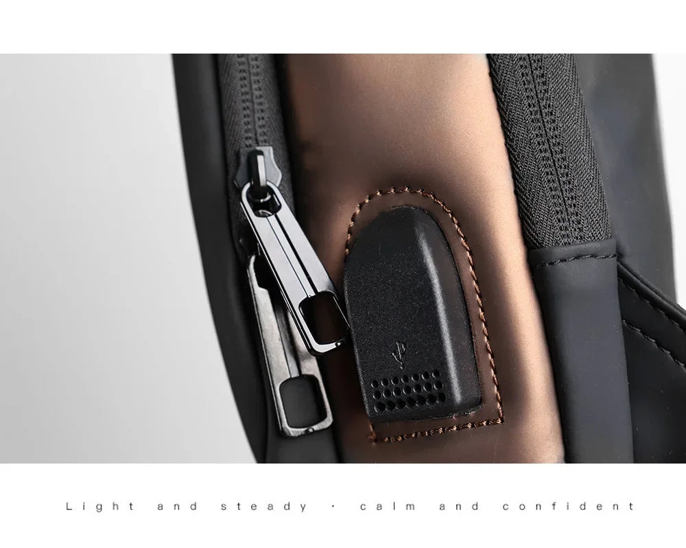 USB Charging Crossbody Package Men Anti Theft Chest Bag Shoulder Bags School Short Trip Messengers Bags Men's Oxford Sling Pack