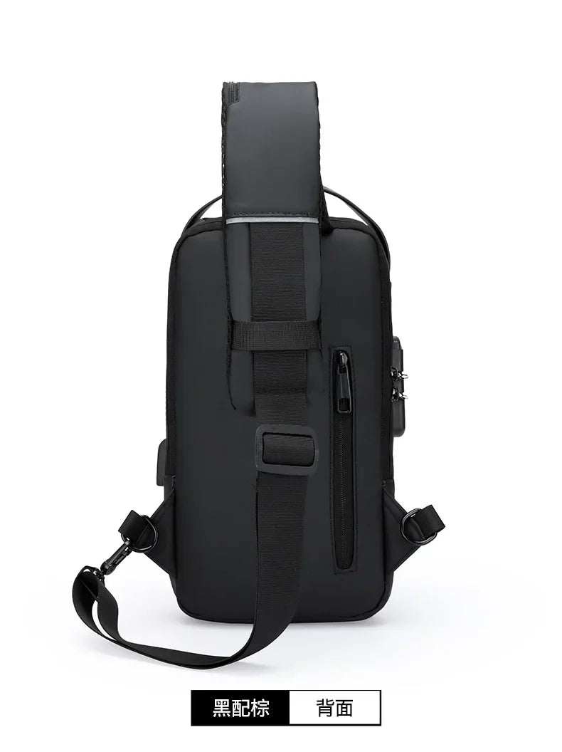 USB Charging Crossbody Package Men Anti Theft Chest Bag Shoulder Bags School Short Trip Messengers Bags Men's Oxford Sling Pack