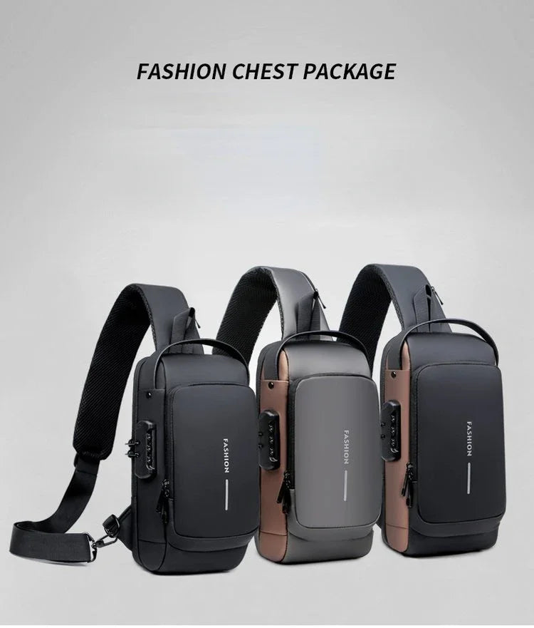 USB Charging Crossbody Package Men Anti Theft Chest Bag Shoulder Bags School Short Trip Messengers Bags Men's Oxford Sling Pack