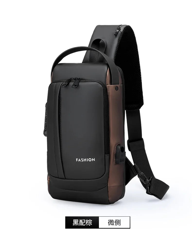 USB Charging Crossbody Package Men Anti Theft Chest Bag Shoulder Bags School Short Trip Messengers Bags Men's Oxford Sling Pack
