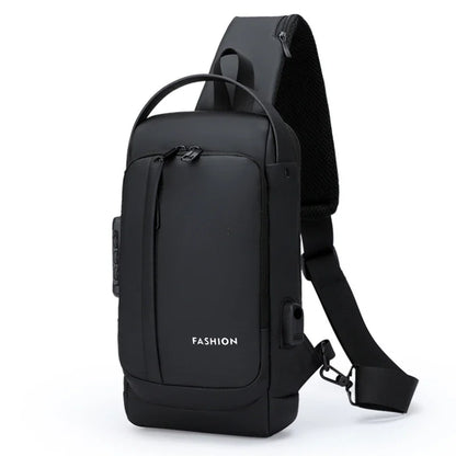 USB Charging Crossbody Package Men Anti Theft Chest Bag Shoulder Bags School Short Trip Messengers Bags Men's Oxford Sling Pack