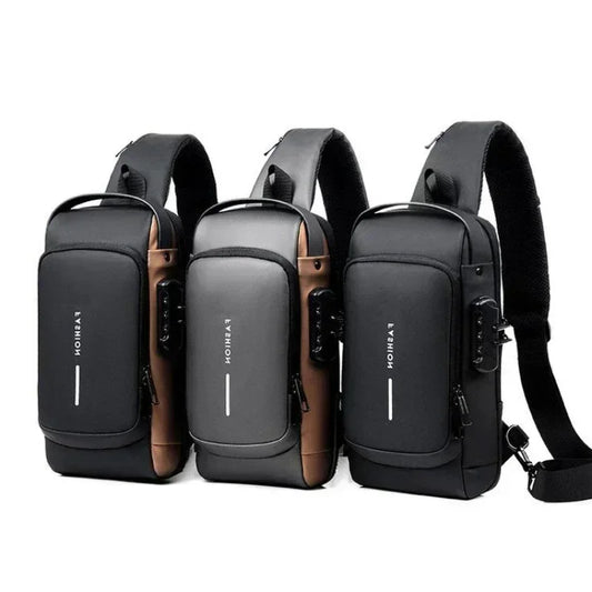 USB Charging Crossbody Package Men Anti Theft Chest Bag Shoulder Bags School Short Trip Messengers Bags Men's Oxford Sling Pack
