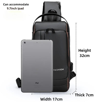 USB Charging Crossbody Package Men Anti Theft Chest Bag Shoulder Bags School Short Trip Messengers Bags Men's Oxford Sling Pack