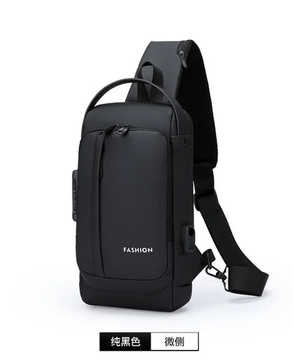 USB Charging Crossbody Package Men Anti Theft Chest Bag Shoulder Bags School Short Trip Messengers Bags Men's Oxford Sling Pack