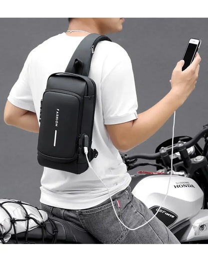USB Charging Crossbody Package Men Anti Theft Chest Bag Shoulder Bags School Short Trip Messengers Bags Men's Oxford Sling Pack
