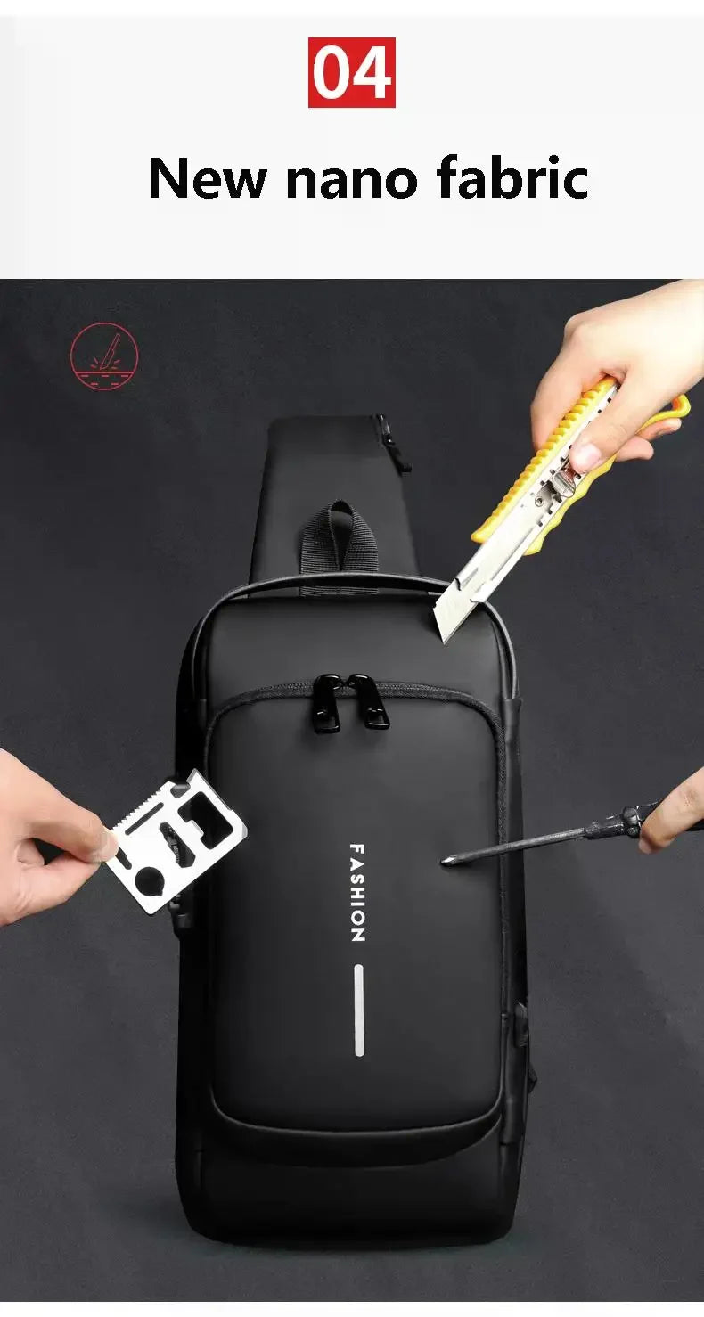 USB Charging Crossbody Package Men Anti Theft Chest Bag Shoulder Bags School Short Trip Messengers Bags Men's Oxford Sling Pack