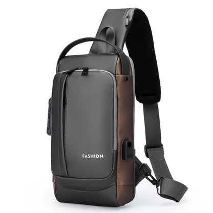USB Charging Crossbody Package Men Anti Theft Chest Bag Shoulder Bags School Short Trip Messengers Bags Men's Oxford Sling Pack
