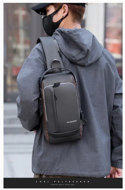 USB Charging Crossbody Package Men Anti Theft Chest Bag Shoulder Bags School Short Trip Messengers Bags Men's Oxford Sling Pack