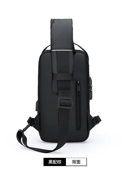 USB Charging Crossbody Package Men Anti Theft Chest Bag Shoulder Bags School Short Trip Messengers Bags Men's Oxford Sling Pack